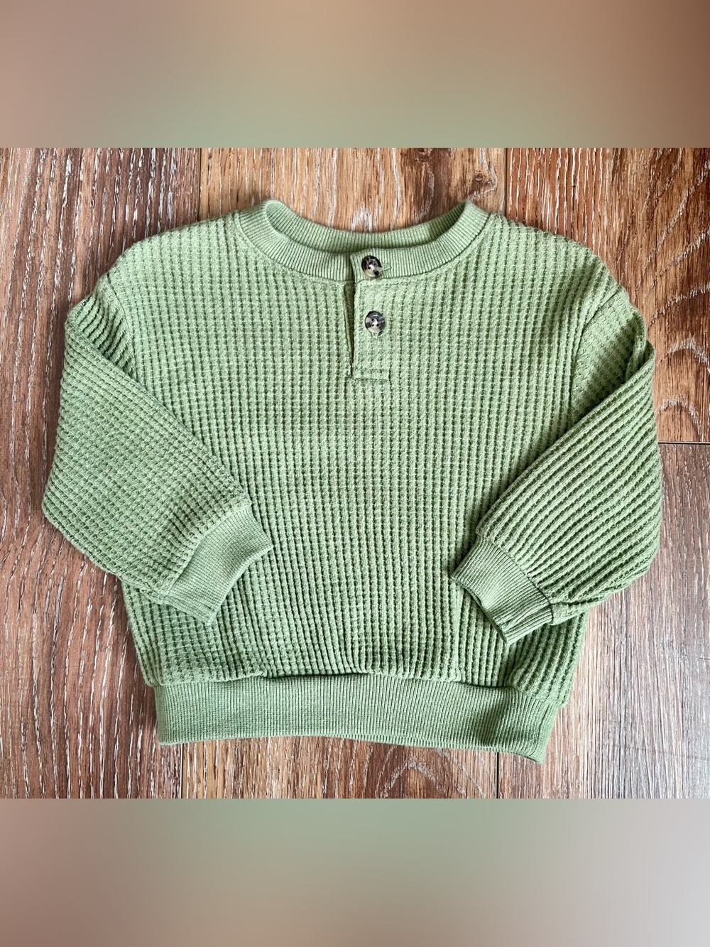 Old Navy Waffle Knit Sage Henley Top Size 6-12 Months